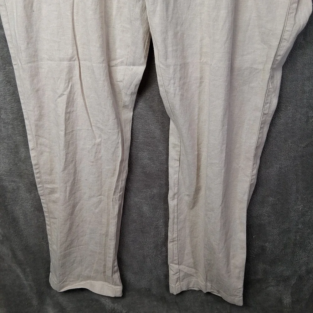 New Old Navy Men's Large Slim Built-In Flex Linen-Blend Pants Beige 36x30